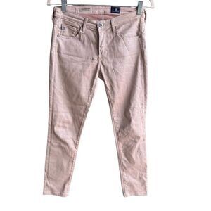 AG Adriano Goldschmied Beige Waxed Legging Ankle Supper Skinny Jeans Size 26